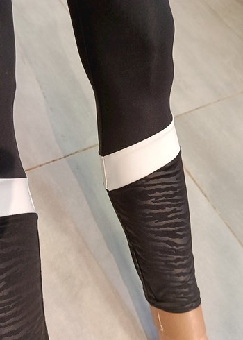 Siyah Gri Baskılı Kadın Spor Tayt - Görsel 5