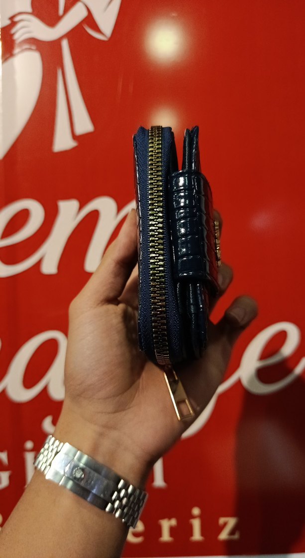 koyu lacivert Deri Kadın Cüzdanı - Görsel 3