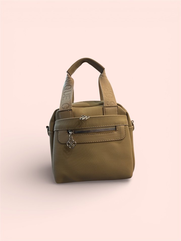 Bej Deri Fermuarlı Kadın Çanta - Görsel 2