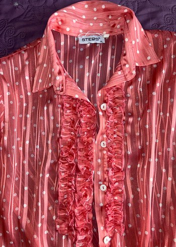 Pembe Fırfırlı Bohem Kadın Gömlek - Görsel 2