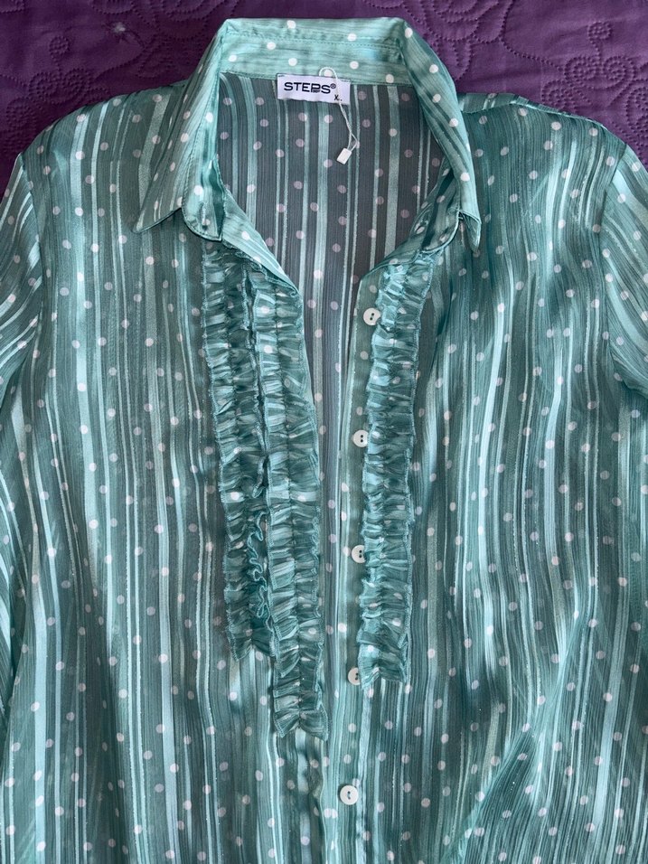 Kadın Turkuaz Uzun Kollu Gömlek - Görsel 2