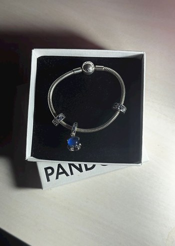Pandora Mavi Ahtapot Charm ve 2 Klipsli Kadın Bileklik - Görsel 2