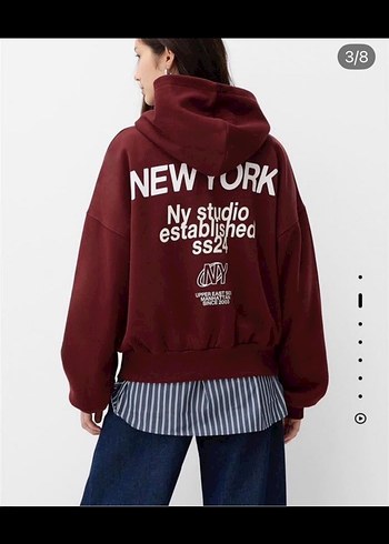 Bordo Kapüşonlu Baskılı Sweatshirt - Görsel 3