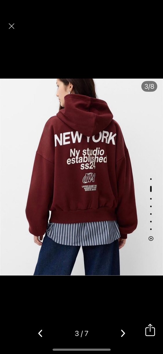 Bordo Kapüşonlu Baskılı Sweatshirt - Görsel 3