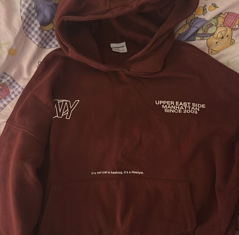 Bordo Kapüşonlu Baskılı Sweatshirt - Görsel 4