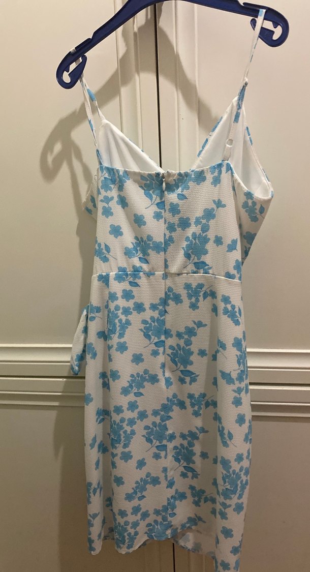 Mavi Bağcıklı Mini Elbise - Görsel 3