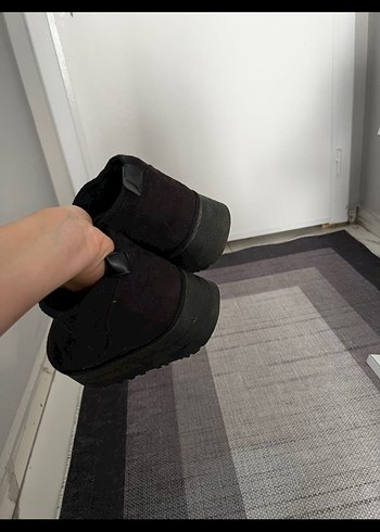 Ugg Siyah Kadın Dolgu Topuklu Botlar Velcro