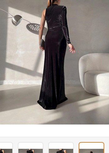 Siyah Straplez Uzun Kadın Abiye Elbise - Görsel 4