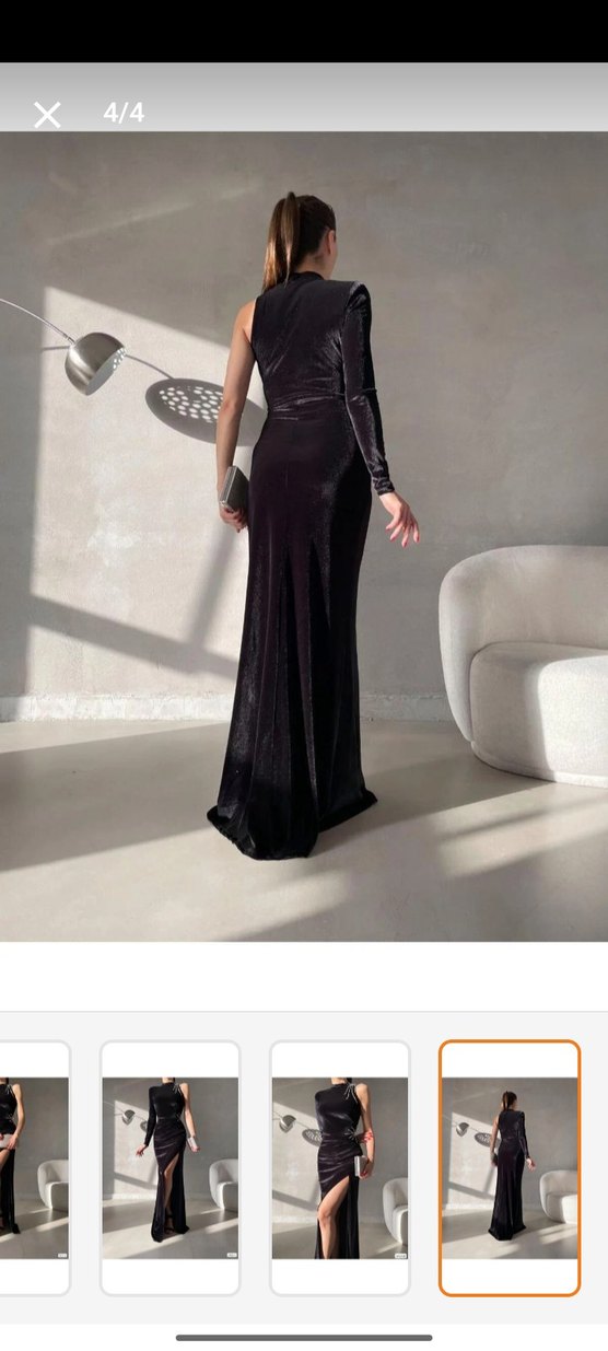 Siyah Straplez Uzun Kadın Abiye Elbise - Görsel 4