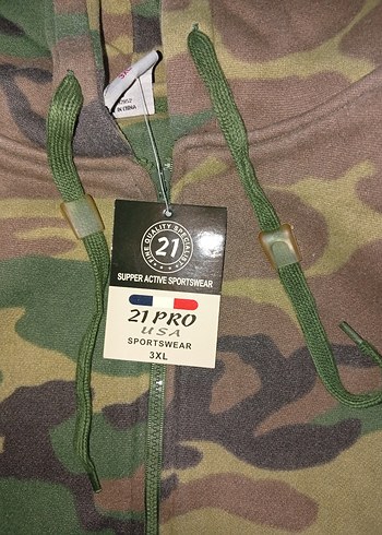 Kamuflaj Fermuarlı Kapüşonlu Sweatshirt - Görsel 2