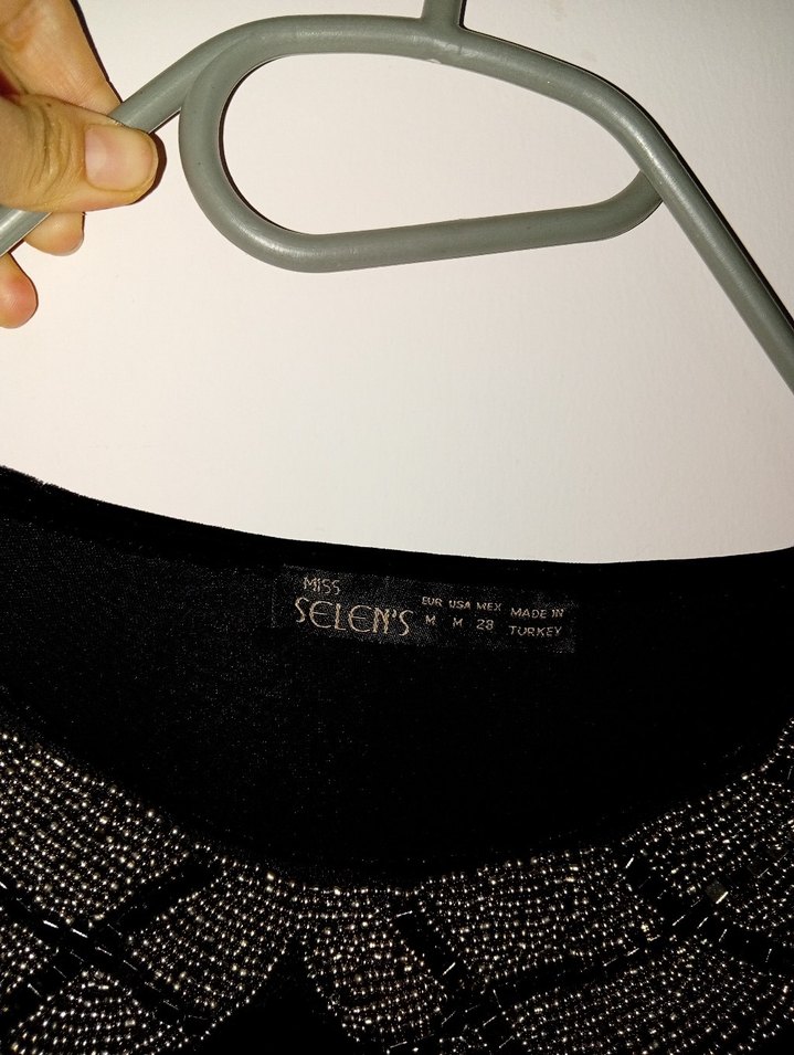 Uzun Siyah Kadife Elbise İş Ofis İçin - Görsel 2