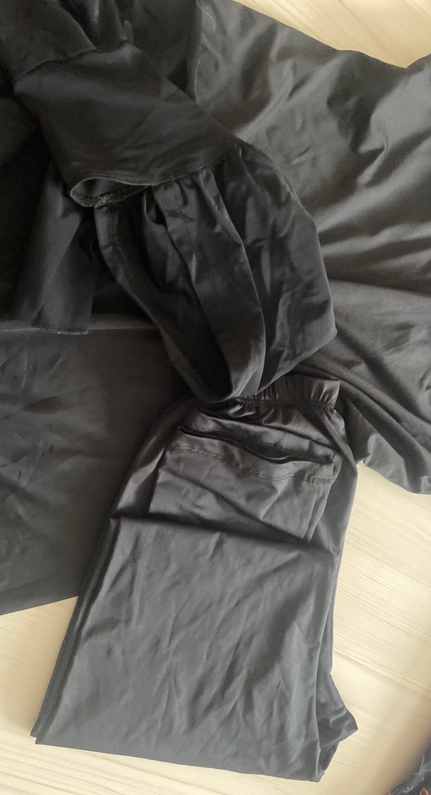 Desenli Siyah Haşema, Uzun Kollu, Drapeli - Görsel 2