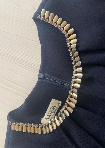 Kemer Detaylı Lacivert Kadın Uzun Elbise - Görsel 3