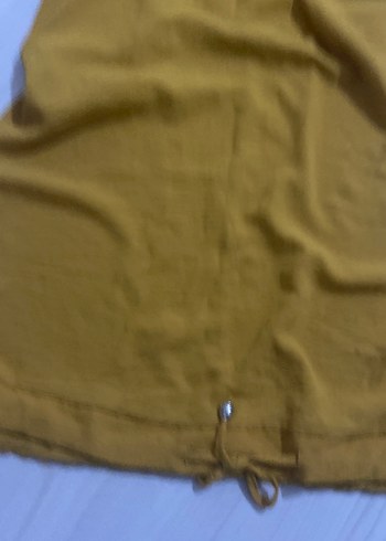 Kapüşonlu Uzun Sarı Kadın tunik - Görsel 3