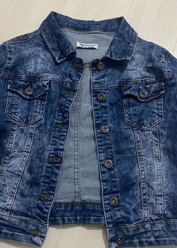 Kadın Koyu Mavi Kısa Denim Ceket - Görsel 2