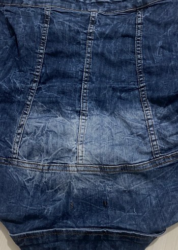 Kadın Koyu Mavi Kısa Denim Ceket - Görsel 4