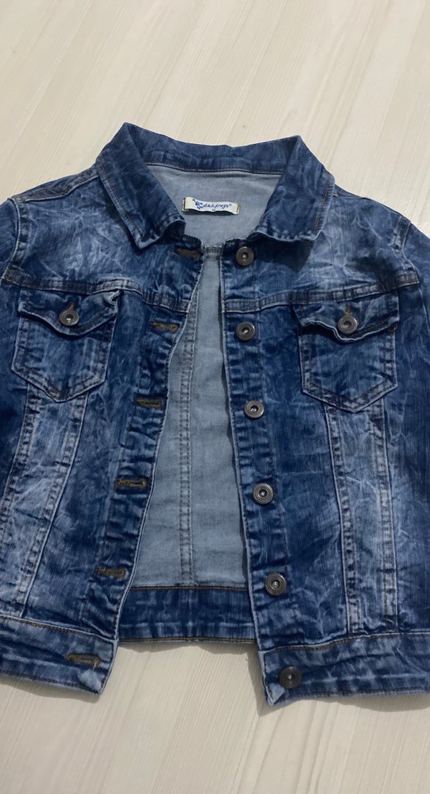 Kadın Koyu Mavi Kısa Denim Ceket - Görsel 2