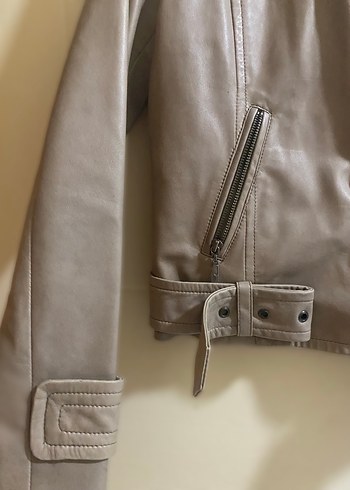 Mango Bej Deri Kemerli Kadın Ceket - Görsel 2