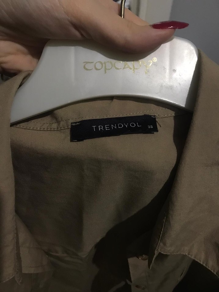 Bej Düğmeli Uzun Kollu Keten Gömlek - Görsel 2