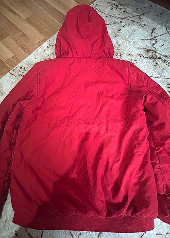 Kapüşonlu Kırmızı Fermuarlı Erkek Çocuk mont - Görsel 4