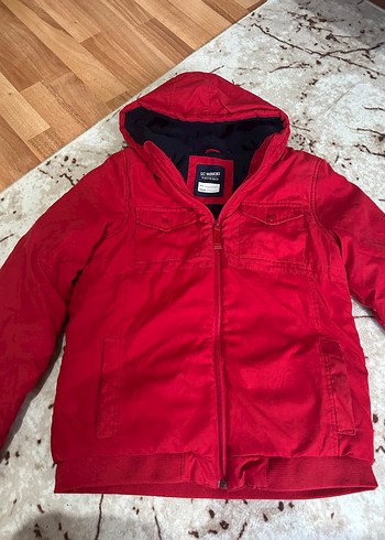 Kapüşonlu Kırmızı Fermuarlı Erkek Çocuk mont - Görsel 2