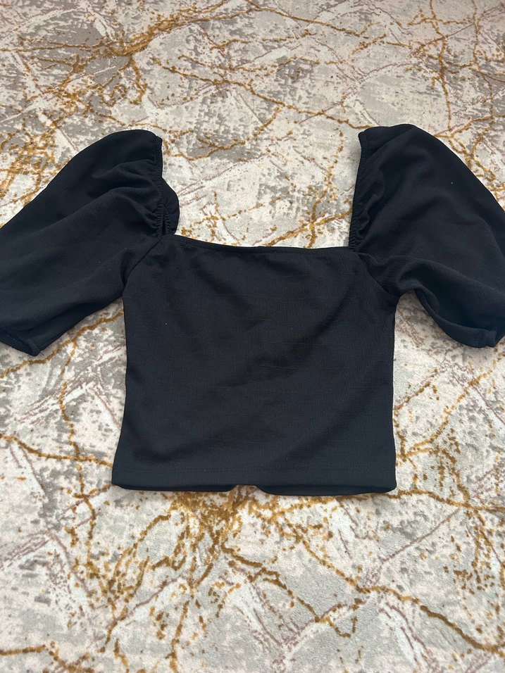 Siyah Fırfırlı Mini Bluz - Görsel 3