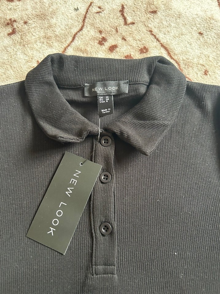 Siyah Kısa Kollu Polo Tişört - Görsel 3