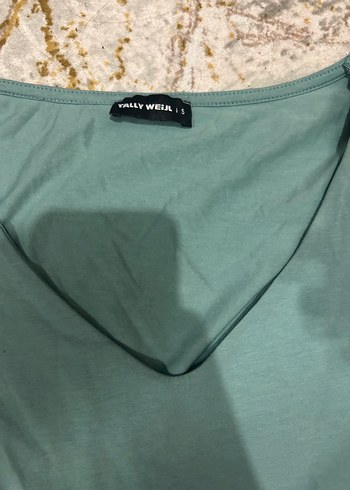 Turkuaz V Yakalı Uzun Kollu Bluz - Görsel 3