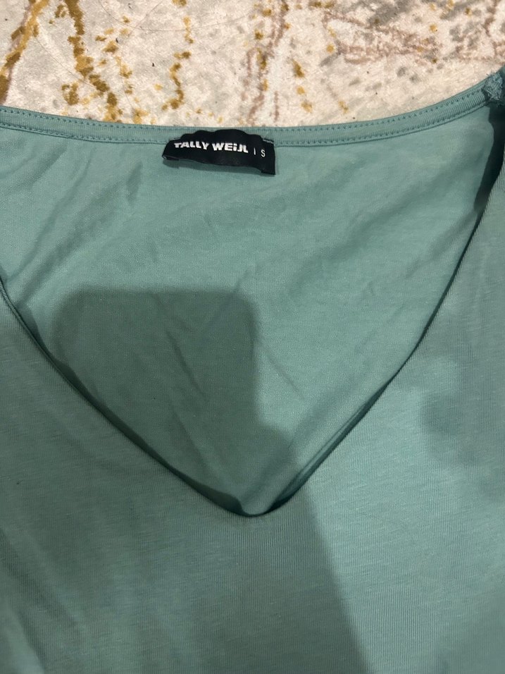 Turkuaz V Yakalı Uzun Kollu Bluz - Görsel 3