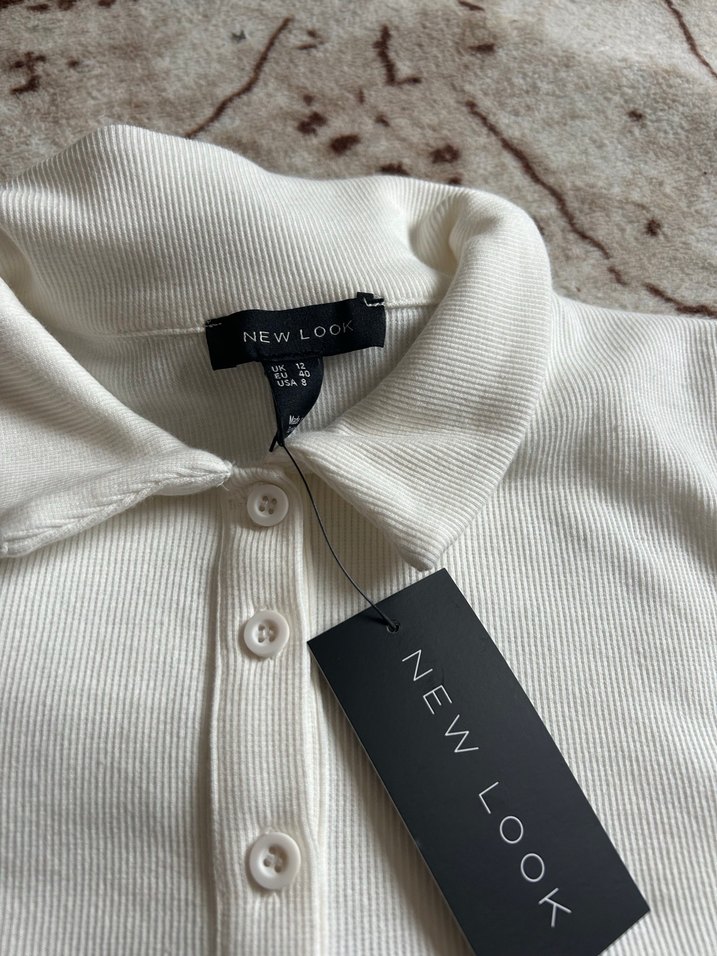 Beyaz Pamuklu Polo Tişört - Görsel 2