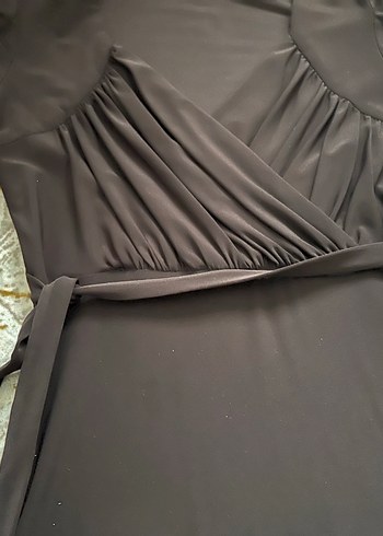 Siyah midi  Drapeli  Abiye Elbise - Görsel 3