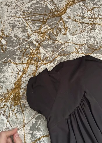 Siyah midi  Drapeli  Abiye Elbise - Görsel 4