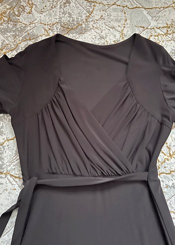 Siyah midi  Drapeli  Abiye Elbise - Görsel 5