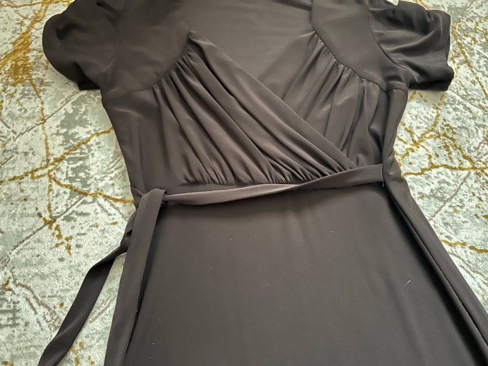 Siyah midi  Drapeli  Abiye Elbise - Görsel 3