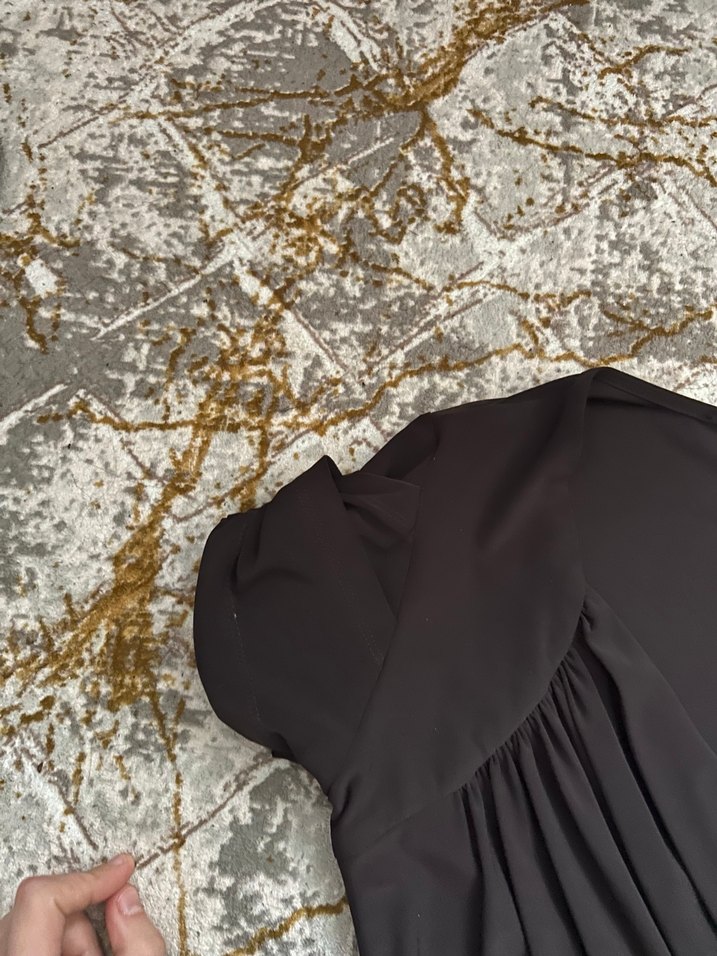 Siyah midi  Drapeli  Abiye Elbise - Görsel 4