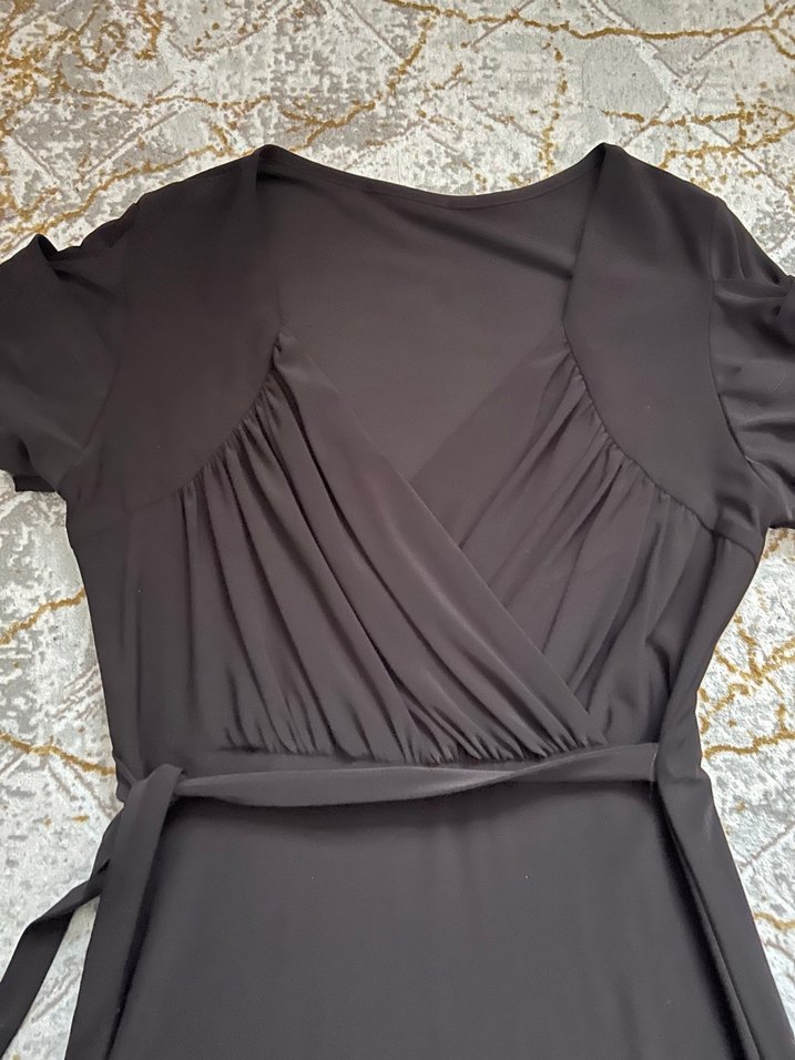 Siyah midi  Drapeli  Abiye Elbise - Görsel 5