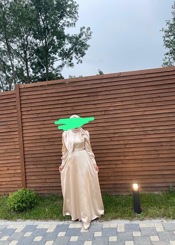 Bej Uzun Bohem Drapeli Kadın Elbise şal dahi