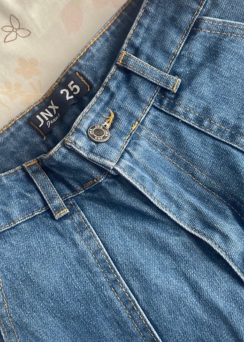 diğer Beden Düğmeli Mavi Rahat Kesim Midi Kadın Kot Pantolon