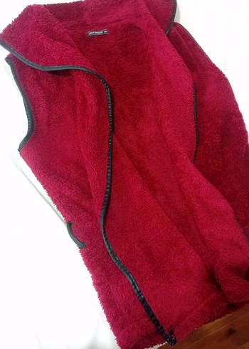 Bordo Peluş Kadın Yelek