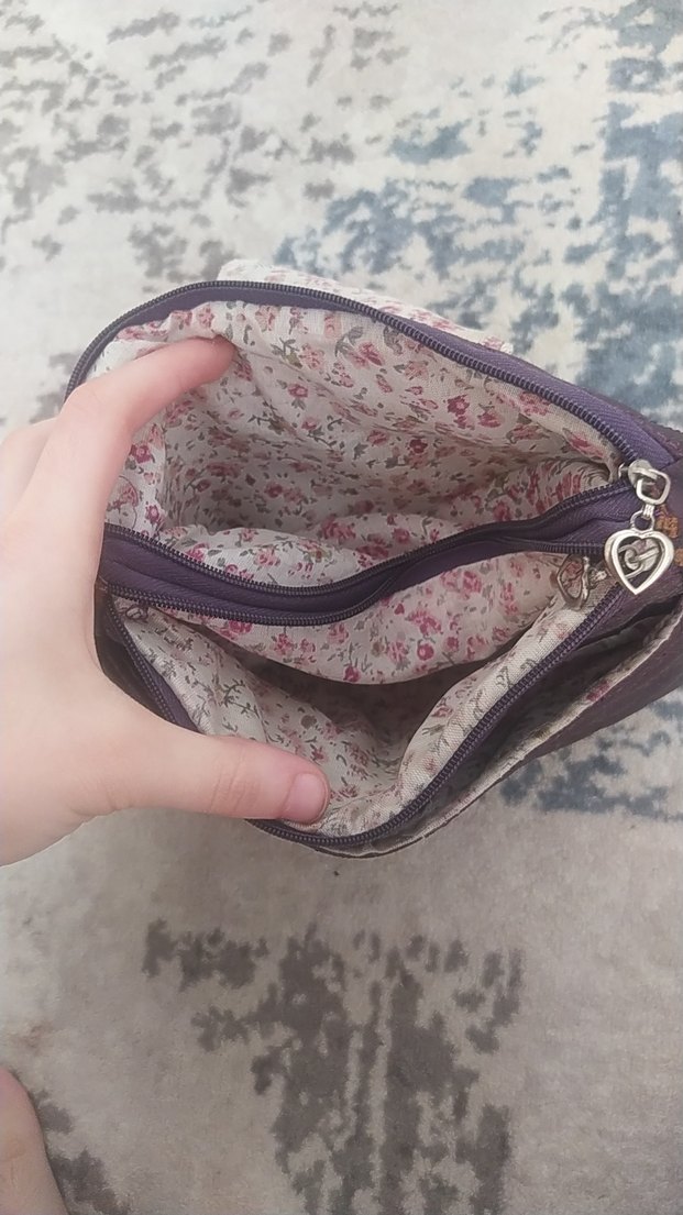 Fermuarlı Mor Kadın Çantası - Görsel 3