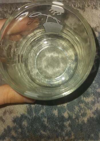 Buzlu Krem Rengi Desenli Cam Bardak