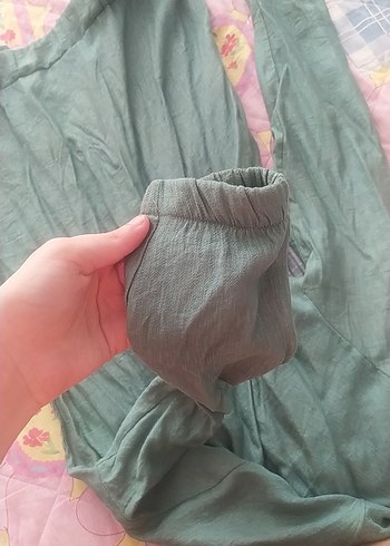40 Beden Düğmeli Uzun Yeşil Hamile Keten Ceket