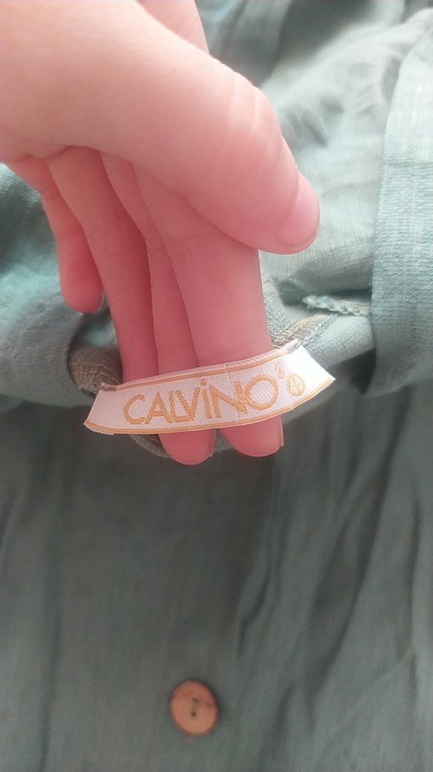 Düğmeli Uzun Yeşil Hamile Keten Ceket - Görsel 2