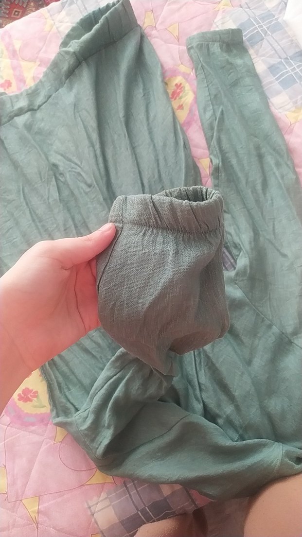 Düğmeli Uzun Yeşil Hamile Keten Ceket - Görsel 3