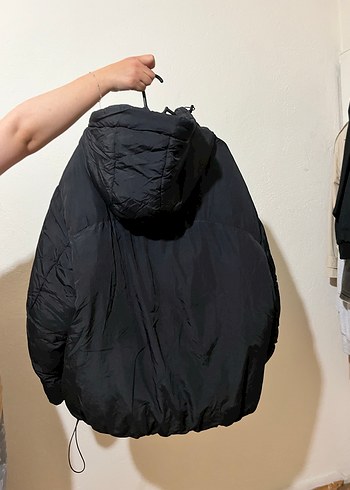 29 Beden gri Renk Siyah Midi Kadın Kışlık Yumuşak Mont