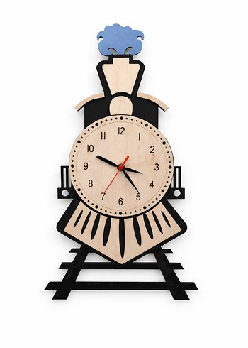 Ahşap Tren Tasarımlı Bebek Odası Duvar Saati - Görsel 2