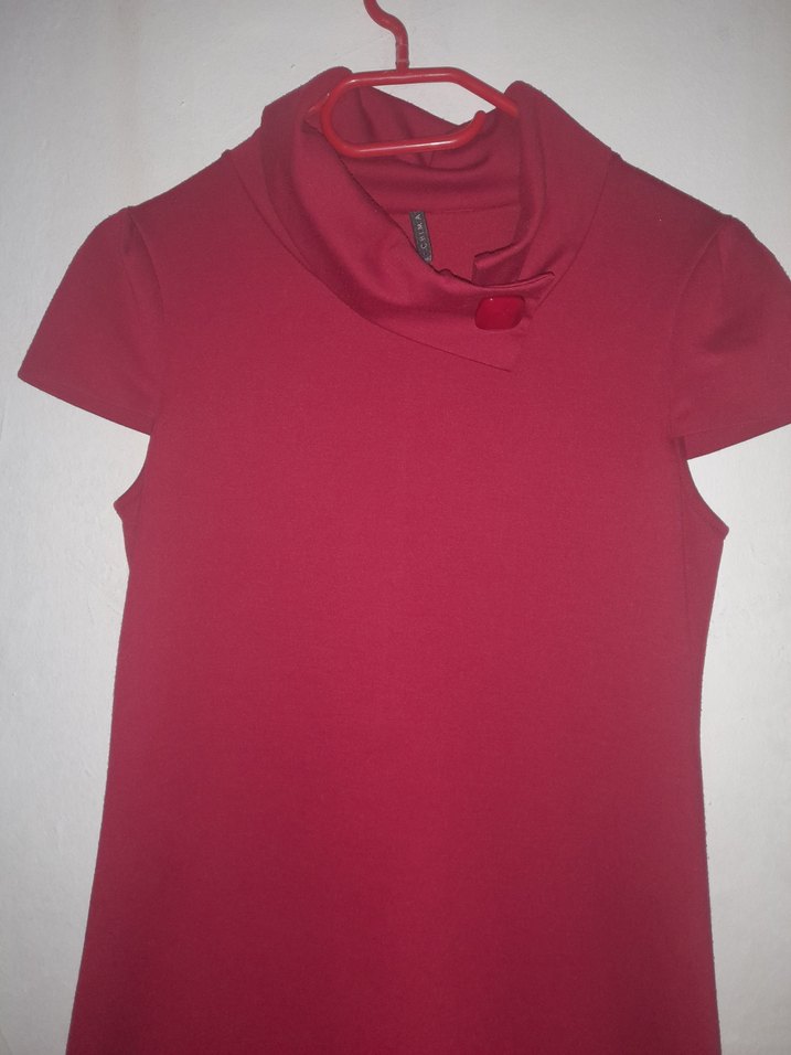 Kırmızı Kısa Kollu Fırfırlı Elbise - Görsel 2