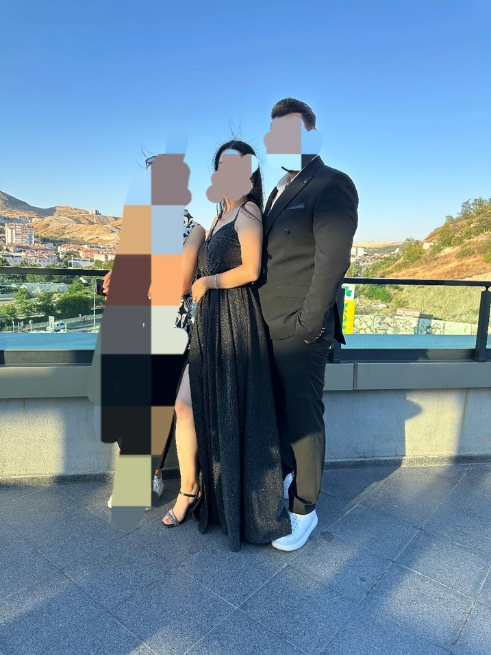 Siyah simli  abiye  Elbise - Görsel 3