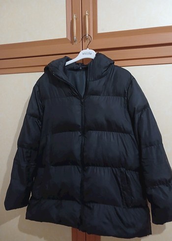 LC Waikiki Düğmeli Siyah Kadın Kışlık Mont
