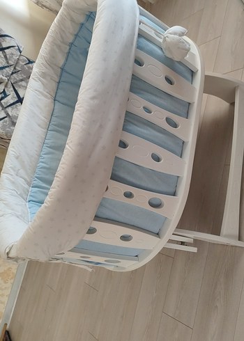  Beden mavi Renk Beyaz Pastel Bebek Beşiği